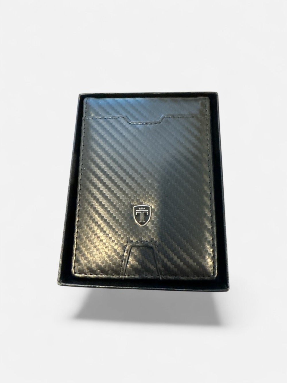 Black Carbon-Texture Money Clip Wallet for Men